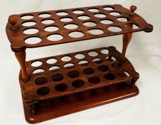 Antique Wood Laboratory Scientific Large Test Tube Rack