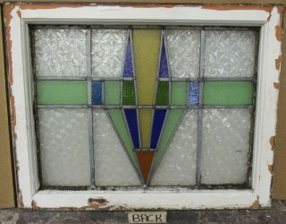 MID SIZED OLD ENGLISH LEADED STAINED GLASS WINDOW Awesome Geometric 23.  25 