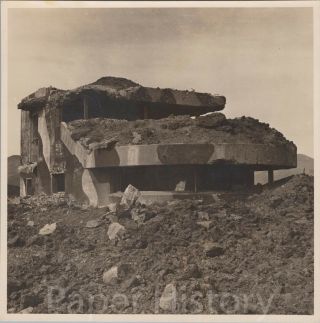 Bombed Bunker C.  1951 Korean War 7.  5 " Sq Large Format Photo Destroyed Pillbox