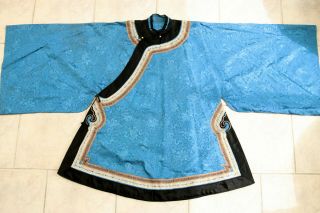 Antique Rare Robe Chinese Silk Embroidery Decorated - Qing 19th C.