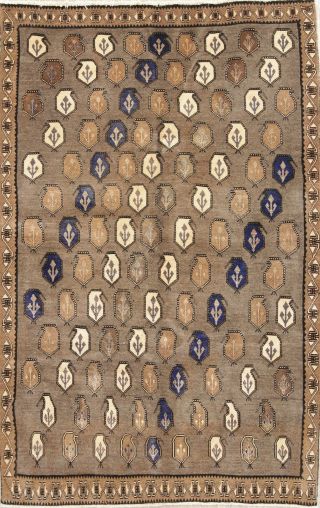 Persian Gabbeh 5x8 Wool Hand - Knotted Geometric One - Of - A - Kind Oriental Area Rug