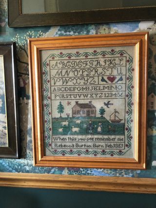 Framed Rebecca Burton Needlepoint Sampler - When This You See Remember Me