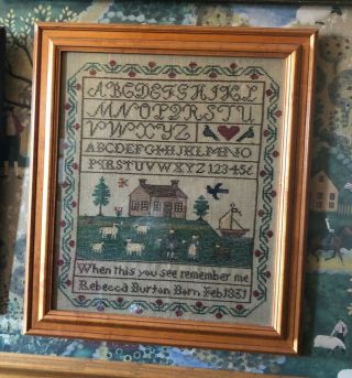 Framed Rebecca Burton Needlepoint Sampler - When This You See Remember Me 2