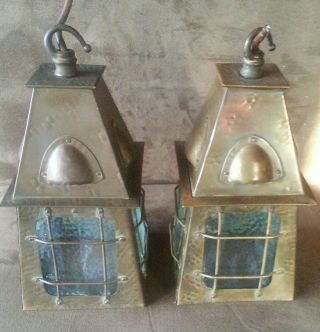 Vintage Brass Or Bronze Arts & Crafts Bungalow Mission Porch Hall Lantern