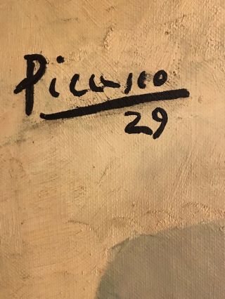 Pablo Picasso Vintage Oil Painting Hand Signed 1929 Portrait