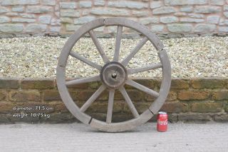 Vintage Old Small Wooden Cart Wagon Wheel / 71.  5 Cm - Delivery