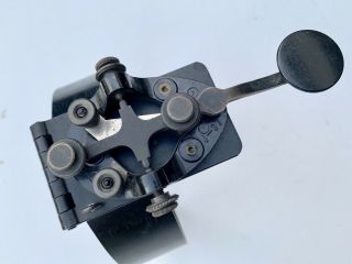 Vintage WWII US Military J - 37 Telegraph Morse Code Key w/ J - 45 Leg Mount Bracket 12