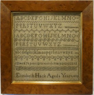 Early/mid 19th Century Alphabet Sampler By Elizabeth Hack Aged 8 - 18039