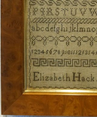 EARLY/MID 19TH CENTURY ALPHABET SAMPLER BY ELIZABETH HACK AGED 8 - 18039 6