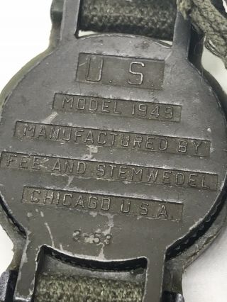 Korean War US Military Wrist Compass Model 1949 Fee & Stemwedel Chicago 3 - 53 5
