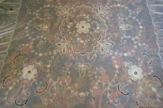 ANT.  ECRU TAMBOUR NET & LACE BEDSPREAD COVERLET FULL SIZE 104 