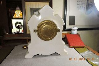 Antique Ansonia Open Escapement Porcelain China Shelf Mantle Clock 6