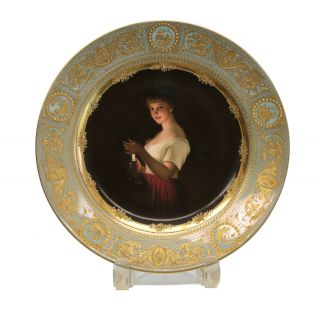 Royal Vienna Hand Painted Porcelain Cabinet Plate,  Good Night,  Circa 1900