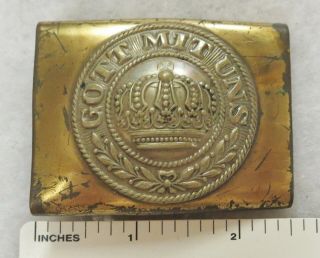 Ww1 Vintage German Army Brass Belt Buckle Prussia Enlisted Gott Mit Uns