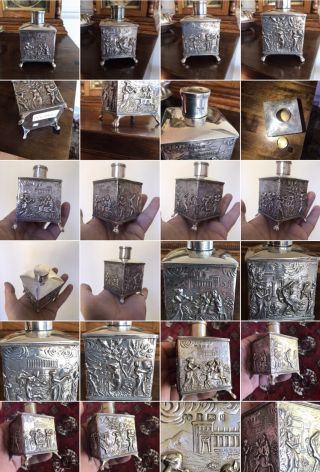 Antique Edwardian Sterling Solid Silver 3D Tea Caddy Box Bir 1902 Thomas Hayes 12