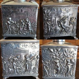 Antique Edwardian Sterling Solid Silver 3D Tea Caddy Box Bir 1902 Thomas Hayes 2
