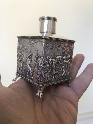 Antique Edwardian Sterling Solid Silver 3D Tea Caddy Box Bir 1902 Thomas Hayes 6