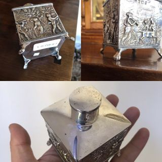 Antique Edwardian Sterling Solid Silver 3D Tea Caddy Box Bir 1902 Thomas Hayes 8