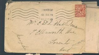 1919 Bramshottcamp Cover,  Letter,  Military,  Canadian Corp.  Camp (salvation Army)