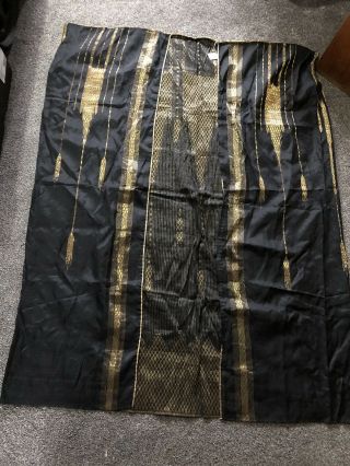Antique Vintage Raw Silk Black Gold Embroidered Persian Islamic Asian Tunic Robe