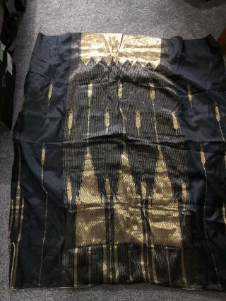 Antique Vintage Raw Silk Black Gold Embroidered Persian Islamic Asian Tunic Robe 2
