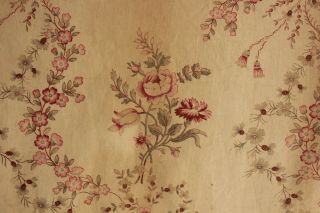 Fabric Antique French Aged Ground Floral C 1880 Printed Cotton Material 2 Yards