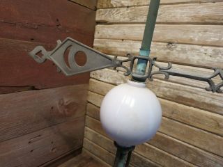 Vintage Metal Arrow Lightning Rod White Milk Glass Ball Weathered Lighting Rod 5