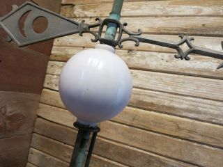 Vintage Metal Arrow Lightning Rod White Milk Glass Ball Weathered Lighting Rod 7