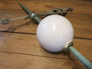 Vintage Metal Arrow Lightning Rod White Milk Glass Ball Weathered Lighting Rod 8