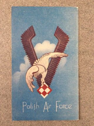 Polish Wwii Air Force Postcard / Censor Mark / Poland