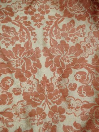 Huge Luxurious Vintage Pure Silk Floral Pink Damask Quilted Bedspread