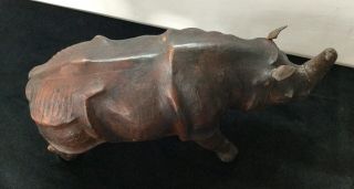 Antique Leather Rhinoceros Rhino Large Circa 1950’s Glass Eyes RARE ⭐️ 11