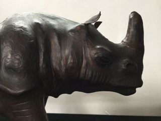 Antique Leather Rhinoceros Rhino Large Circa 1950’s Glass Eyes RARE ⭐️ 12