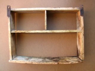 Antique Primitive Wood Wall Shelf Rack Holder Stand Hanger For Spices Early 20th