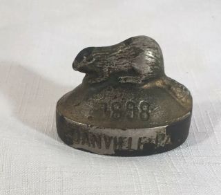 Antique Cast Iron Paperweight Advertising Danville Stove Co Beaver 1898 Pa