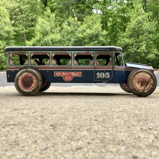 Antique Chein Co.  Tin Bus - Oh - Boy Bus 105 - 18” Car Rare C.  1920 -