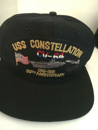 U S Navy Cap " Uss Constellation " Cv - 64 1961 - 1991 30th Anniversary