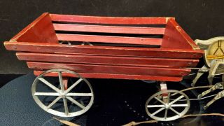 Rare Antique 1890s Gibbs Gray Beauty Pacers Wooden Paper Litho Pull Toy Wagon 3