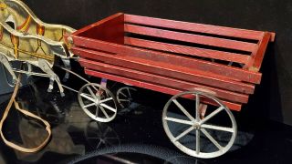 Rare Antique 1890s Gibbs Gray Beauty Pacers Wooden Paper Litho Pull Toy Wagon 6