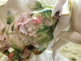 English Moore Floral Porcelain Centerpiece Bowl w 2 Cherubs 10