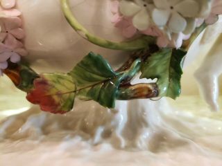 English Moore Floral Porcelain Centerpiece Bowl w 2 Cherubs 5