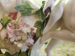 English Moore Floral Porcelain Centerpiece Bowl w 2 Cherubs 6