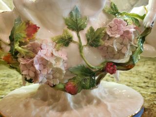 English Moore Floral Porcelain Centerpiece Bowl w 2 Cherubs 9