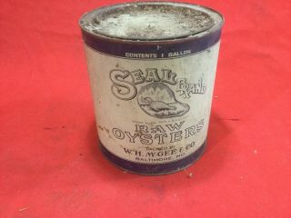 Seal Brand Raw Oyster Can From The 1930 
