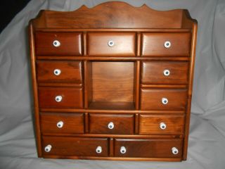 Antique 12 Drawer Spice Cabinet Apothecary Chest 15 " Wide 16 " Tall Vintage