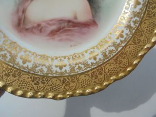 Antique Sgnd Jean Pouyat JPL Limoges France Porcelain Lady Portrait Plate w Gold 7