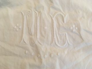 Quality Antique French Embroidered Pure Linen Trousseau Sheet