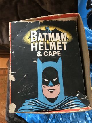 Vintage Ideal Batman Helmet Playset 1966 With Box & Cape 2