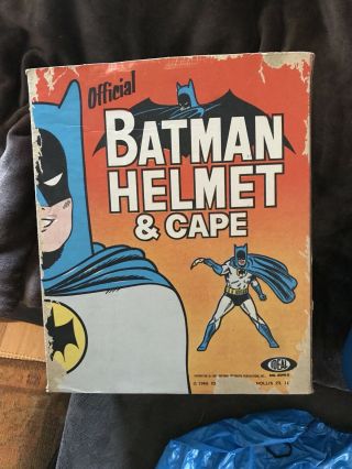 Vintage Ideal Batman Helmet Playset 1966 With Box & Cape 3