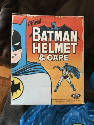 Vintage Ideal Batman Helmet Playset 1966 With Box & Cape 4